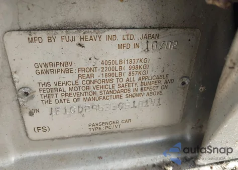 2003 Subaru Impreza Wrx from USA, damaged, VIN JF1GD29633G510141